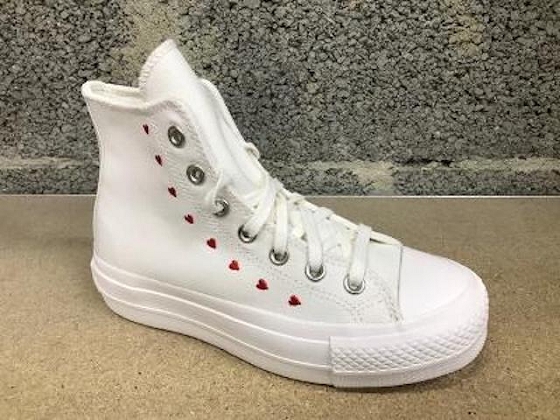 Converse haut lacet ctas lift platform embroidered hearts 